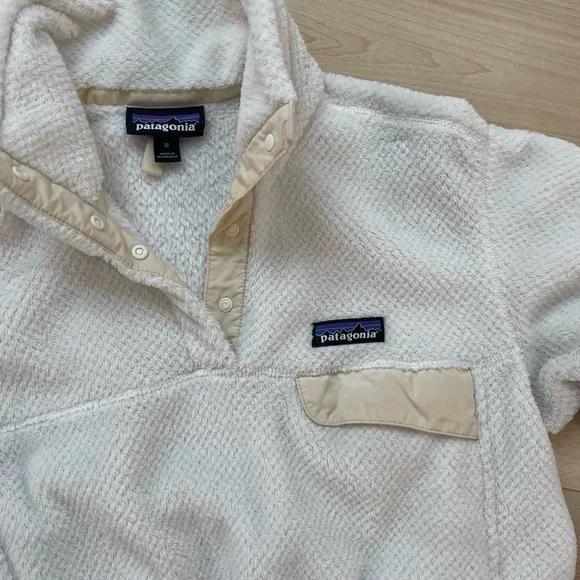 Patagonia Re-Tool Snap Fleece Cream / Off White Womens Medium - Picture 2 of 5